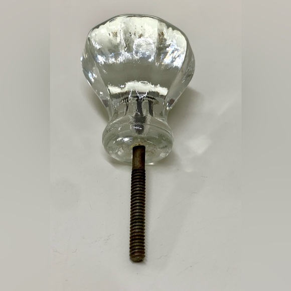 Early 20th Century Antique Clear Glass Faceted 10 Sided Clear Glass Door Knob - Picture 4 of 10